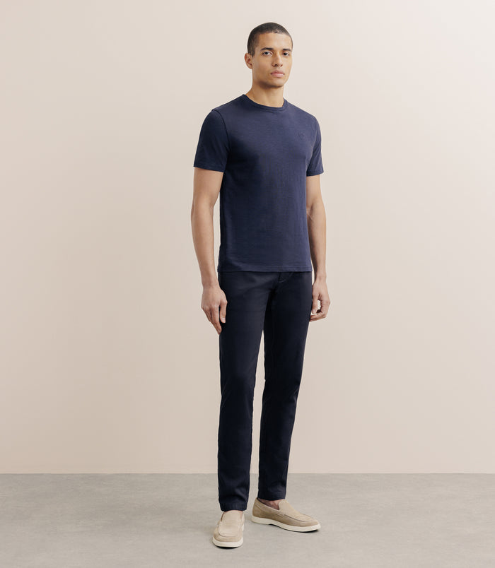 Izac T-shirt Col Rond Marine