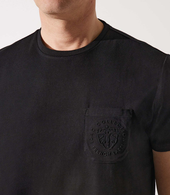 Izac T-shirt Col Rond Poche Logo Noir GABRIEL