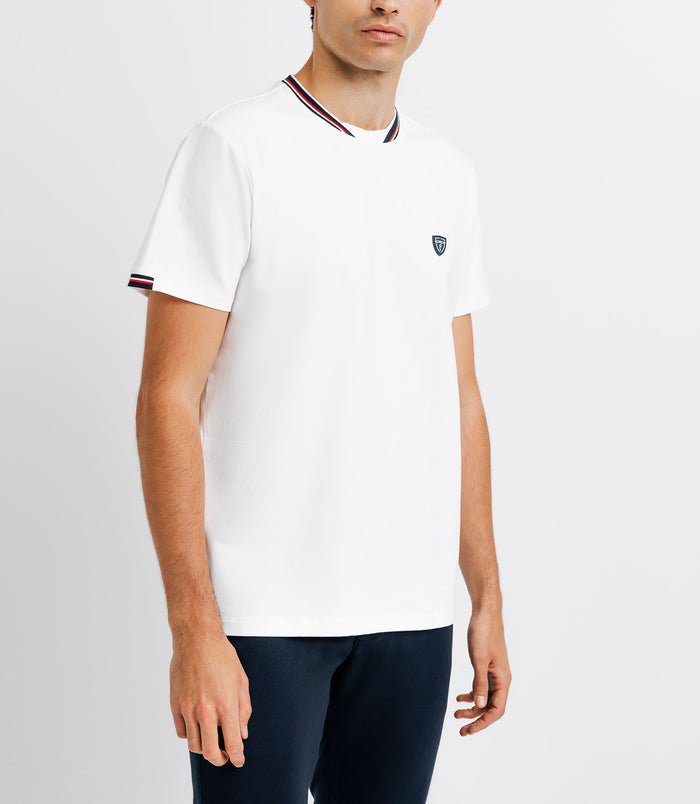 Izac T-shirt Col Teddy Blanc