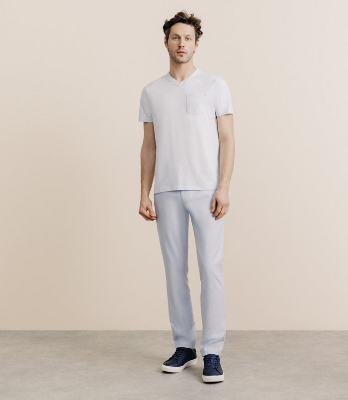 Izac T-shirt Col V Avec Poche Bleu Ciel