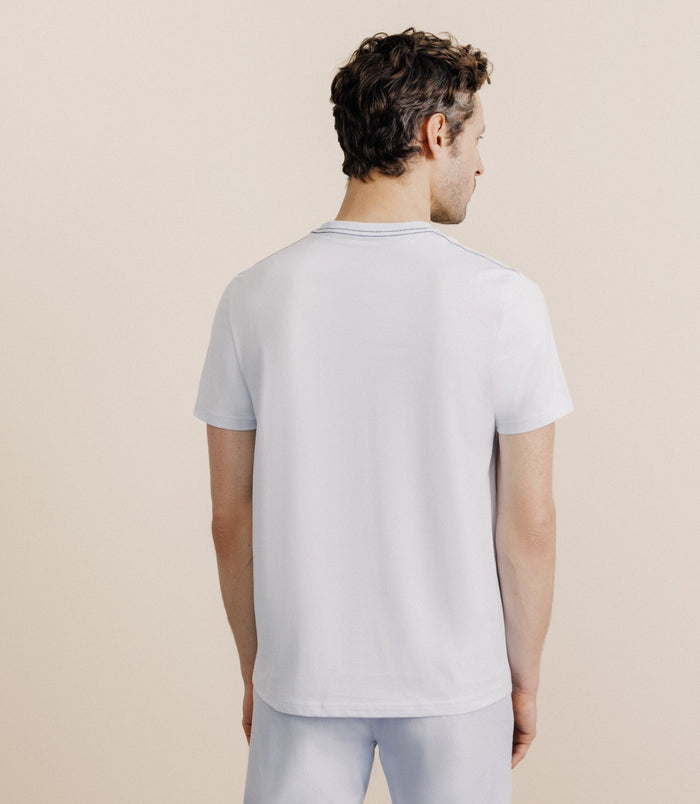 Izac T-shirt Col V Avec Poche Bleu Ciel