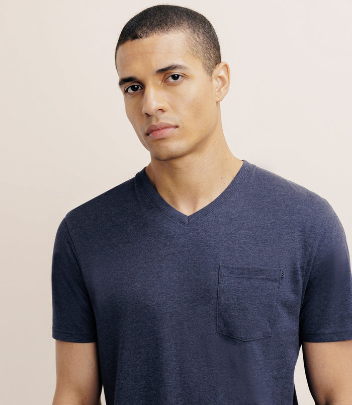 Izac T-shirt Col V Avec Poche Marine