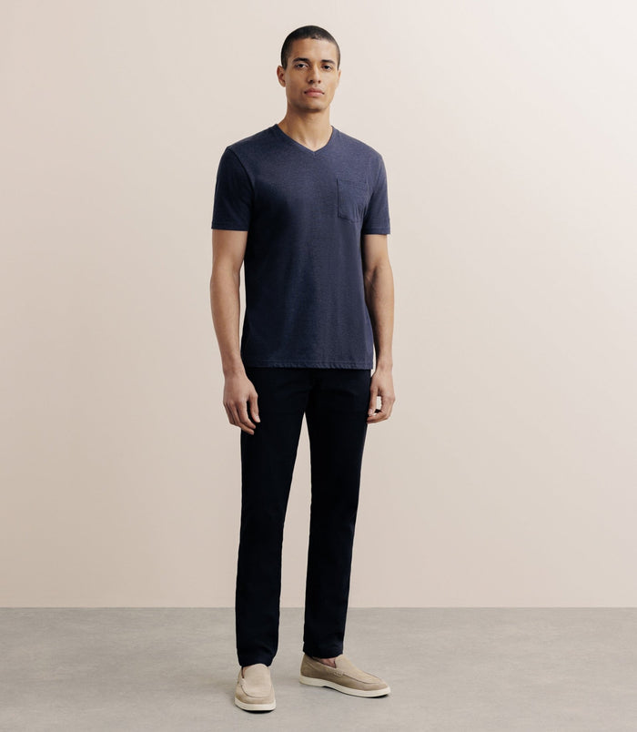 Izac T-shirt Col V Avec Poche Marine