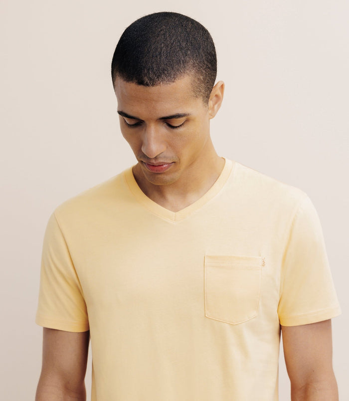 Izac T-shirt Col V Avec Poche Pêche