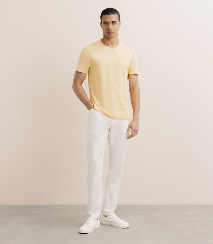 Izac T-shirt Col V Avec Poche Pêche