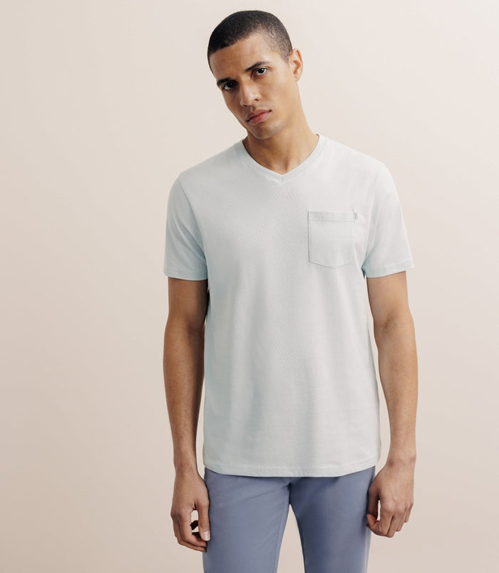 izac T-shirt col V avec poche vert