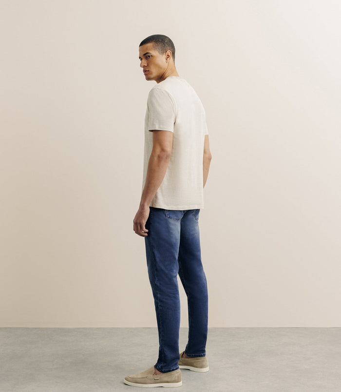 Izac T-shirt Col V Beige