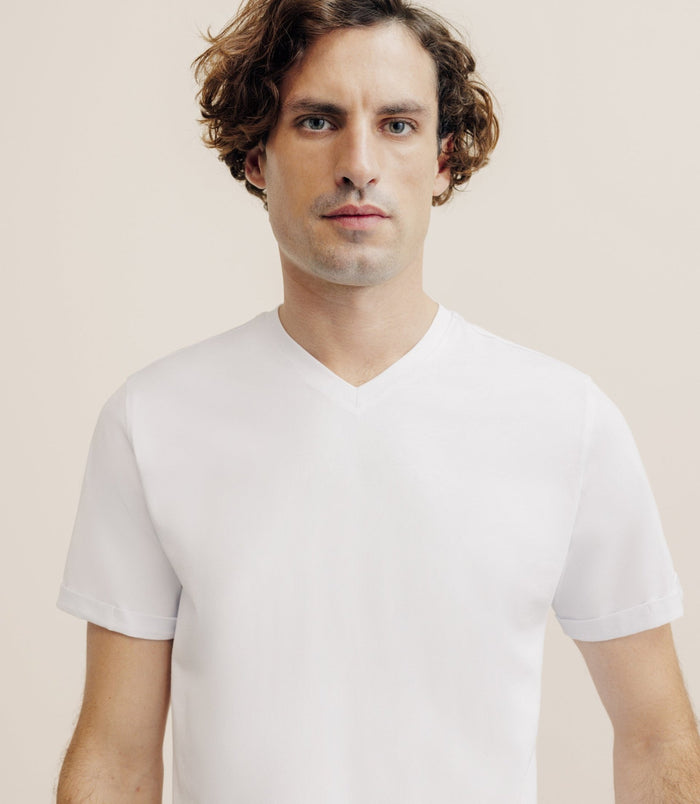 Izac T-shirt Col V Blanc