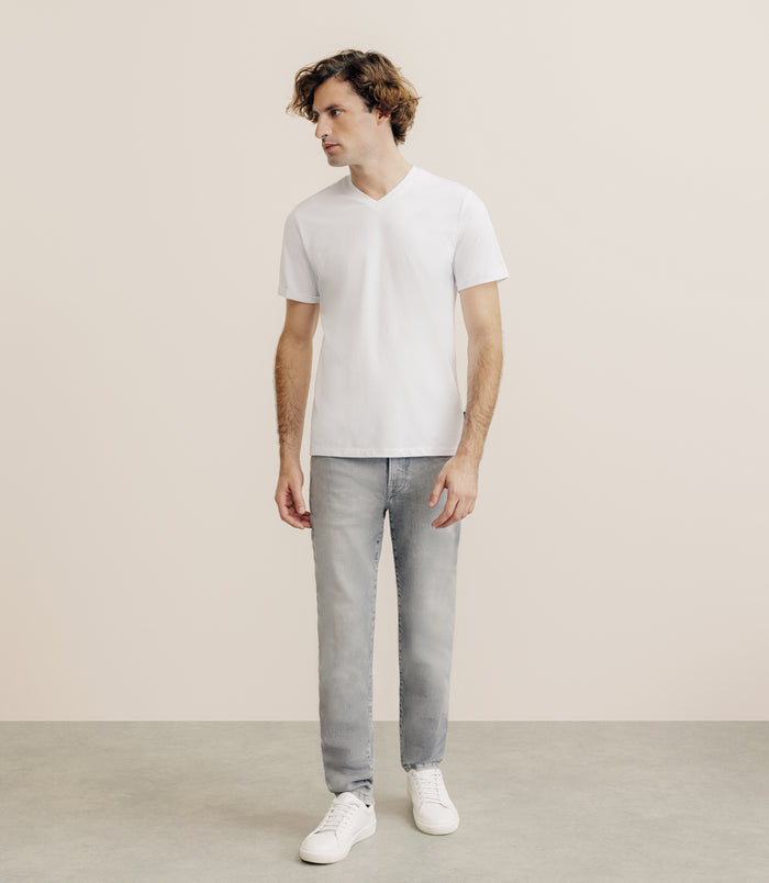 Izac T-shirt Col V Blanc