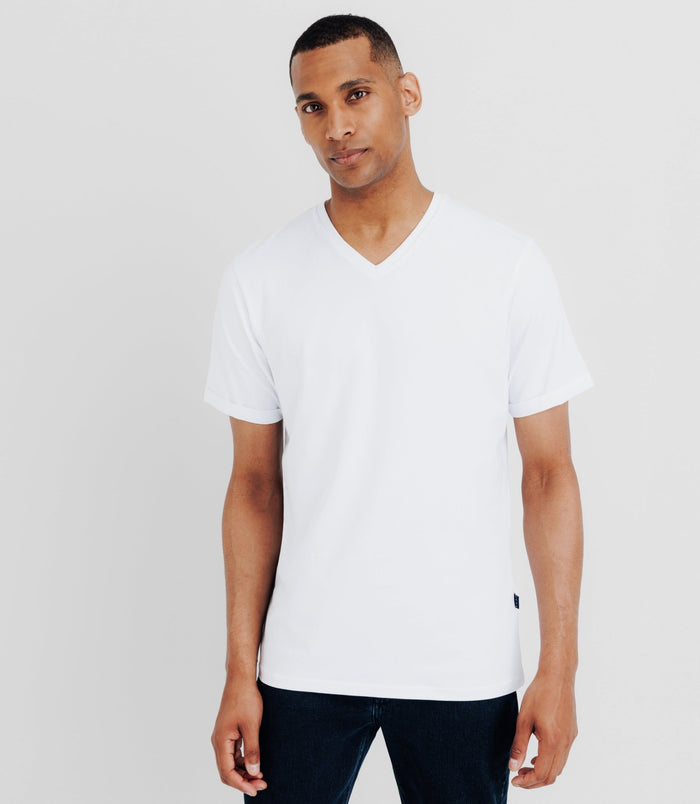 Izac T-shirt Col V Blanc