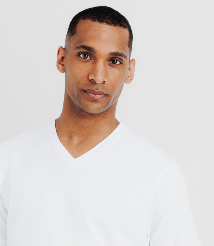 Izac T-shirt Col V Blanc