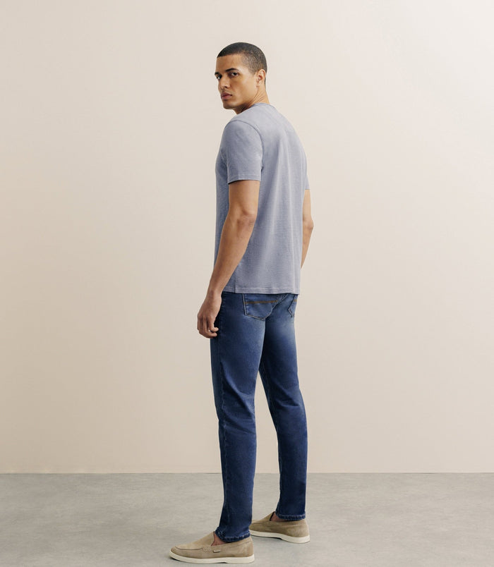 Izac T-shirt Col V Bleu Gris