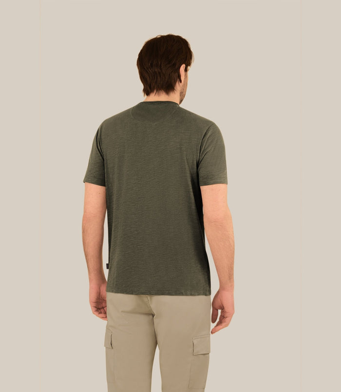 Izac T-shirt Col V Kaki