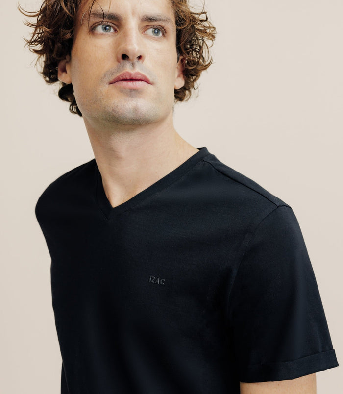 Izac T-shirt Col V Noir