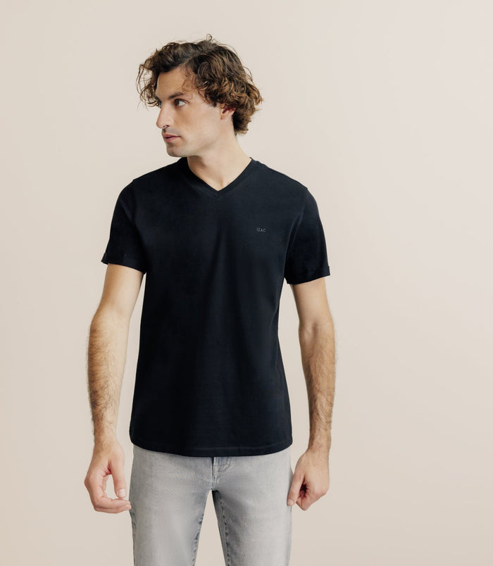 izac T-shirt col V noir
