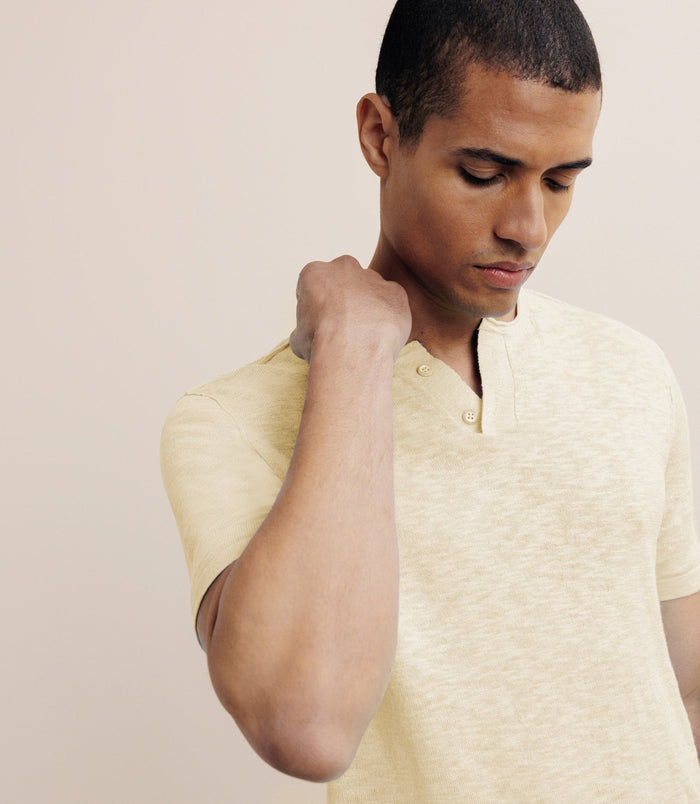 Izac T-shirt En Lin Boutonné Jaune