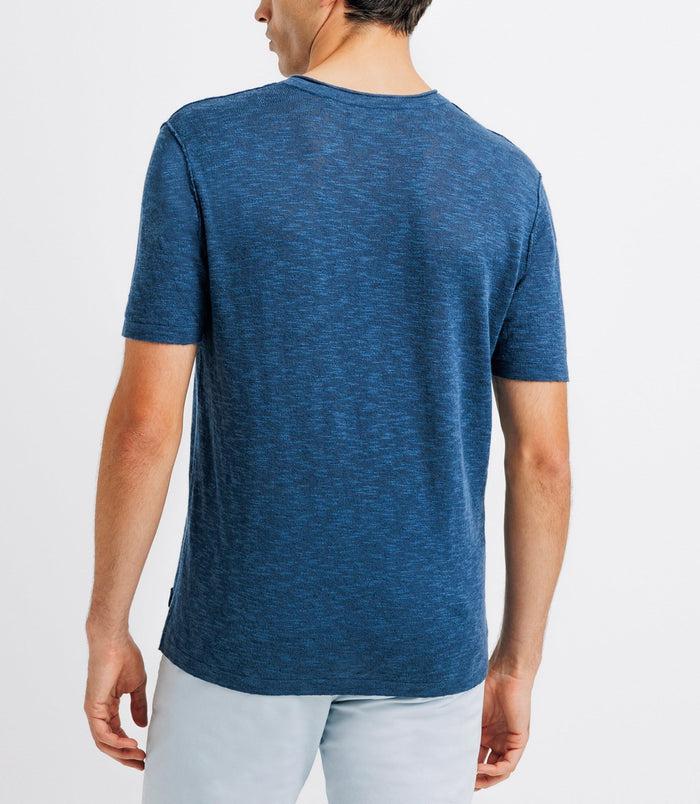 Izac T-shirt En Lin Col Boutonné Marine