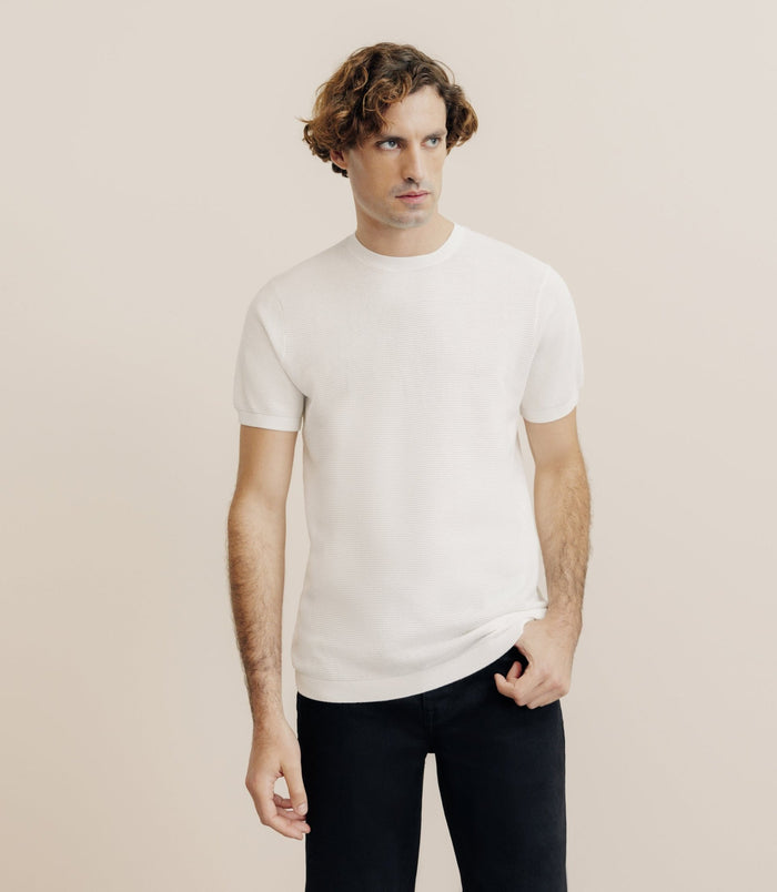 izac T-shirt en maille blanc