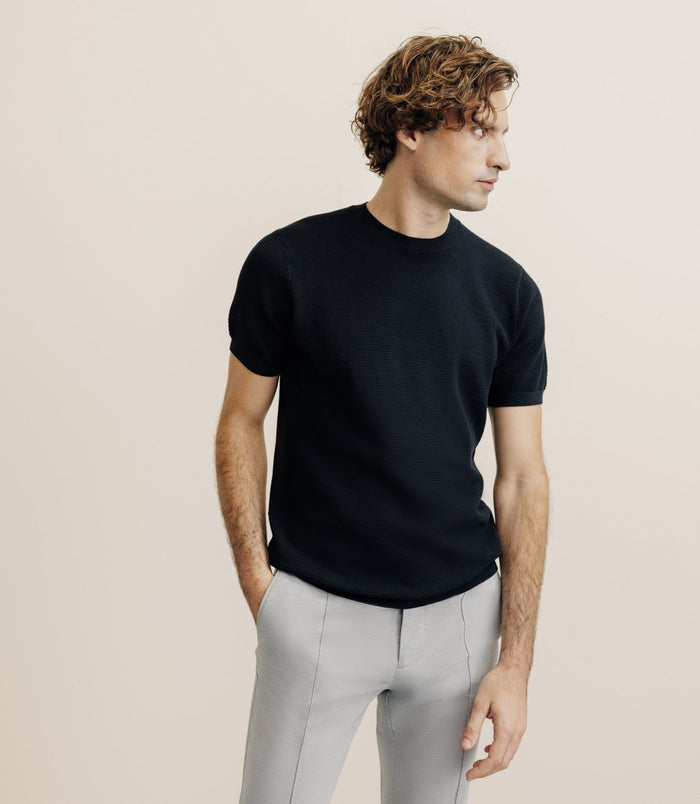 Izac T-shirt En Maille Noir