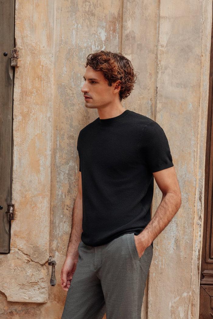 izac T-shirt en maille noir