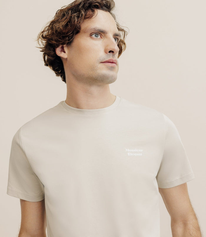 Izac T-shirt Flocking Beige