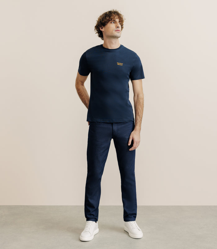 Izac T-shirt Flocking Marine