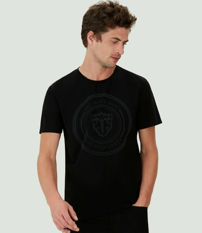 Izac T-shirt Imprimé Blason Noir "Calenca"