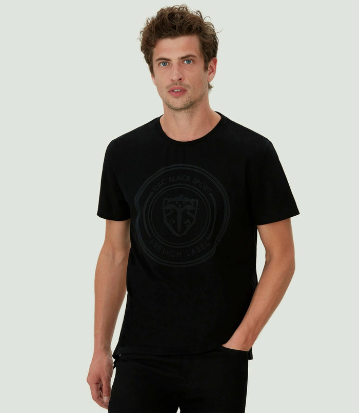 Izac T-shirt Imprimé Blason Noir "Calenca"