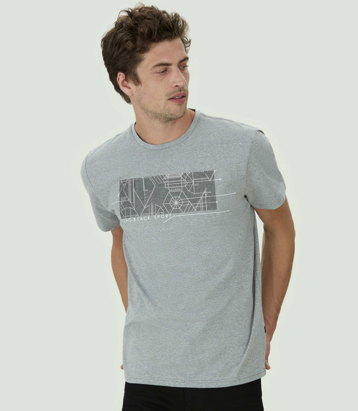 Izac T-shirt Imprimé Gris Chiné "Cali"