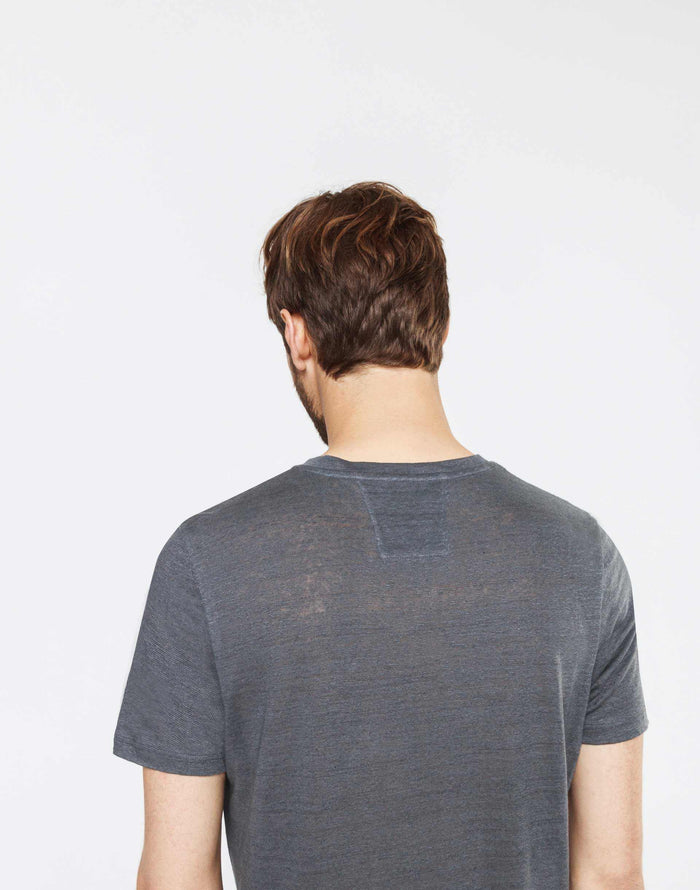 izac T-shirt lin anthracite col tunisien