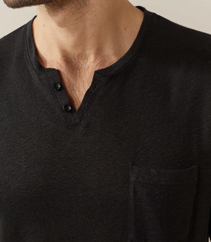 Izac T-shirt Lin Noir Col Tunisien "Roger"