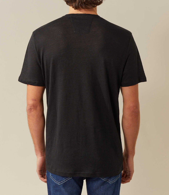 Izac T-shirt Lin Noir Col Tunisien "Roger"