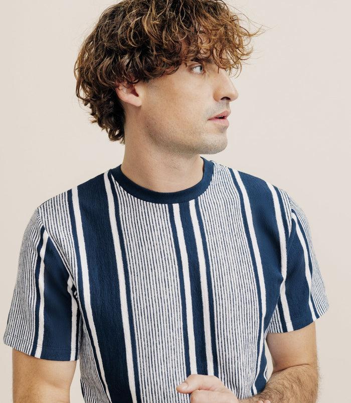 Izac T-shirt Manches Courtes Rayé Marine