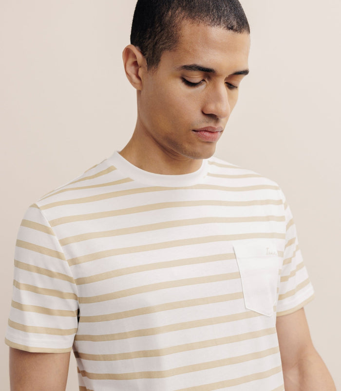 Izac T-shirt Marinière Camel