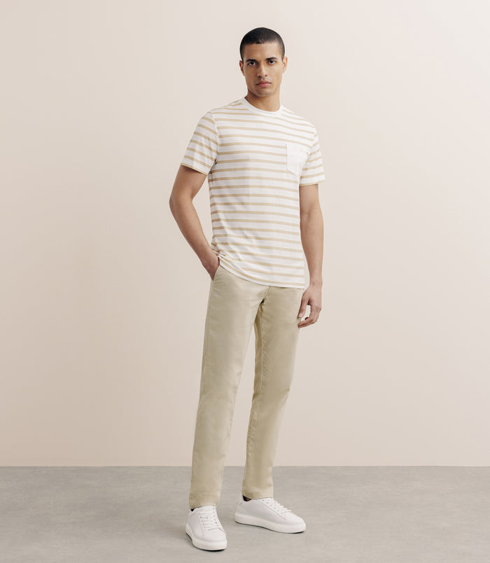 Izac T-shirt Marinière Camel