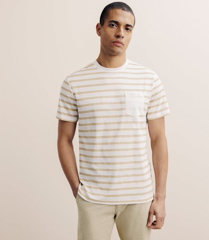 izac T-shirt marinière camel