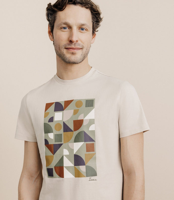 Izac T-shirt Print Manches Courtes Beige