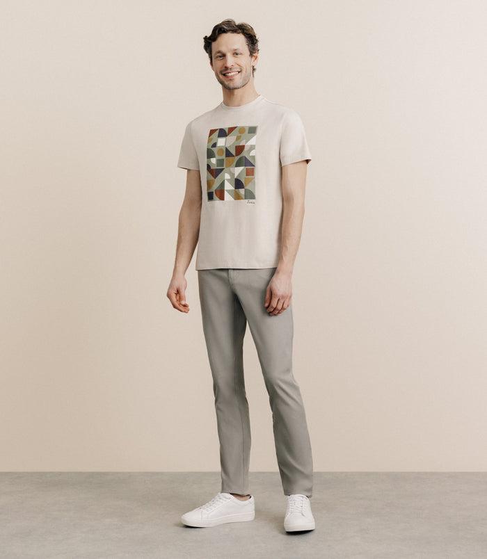 Izac T-shirt Print Manches Courtes Beige