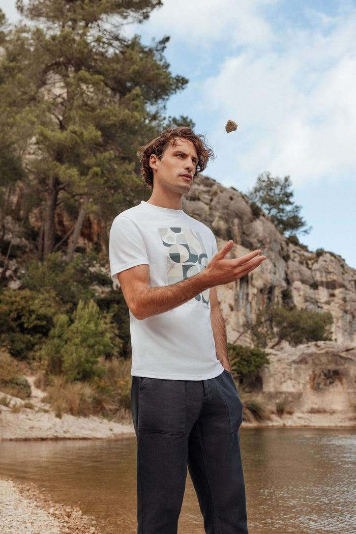 izac T-shirt print manches courtes blanc