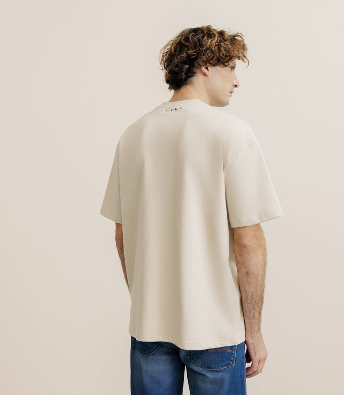 Izac T-shirt Uni Oversize Col Rond Beige