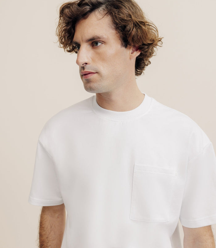 Izac T-shirt Uni Oversize Col Rond Blanc