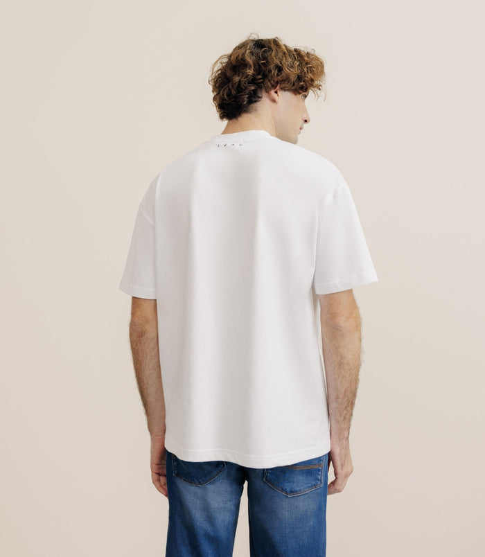 Izac T-shirt Uni Oversize Col Rond Blanc