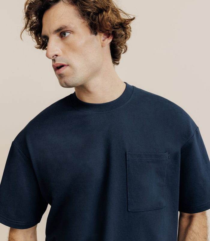 Izac T-shirt Uni Oversize Col Rond Marine
