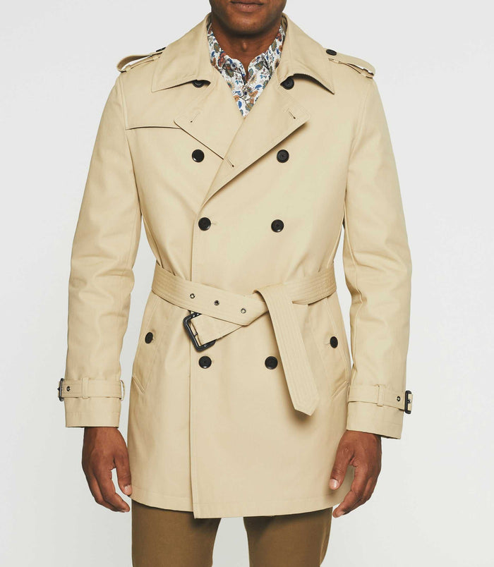 Izac Trench Croisé En Coton Beige IDANO