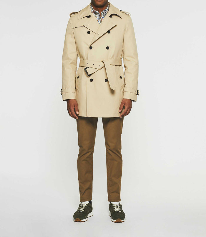 izac Trench croisé en coton beige IDANO