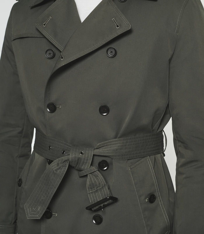 Izac Trench Croisé En Coton Kaki Foncé IDANO