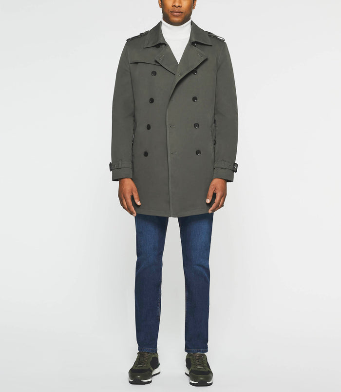 Izac Trench Croisé En Coton Kaki Foncé IDANO