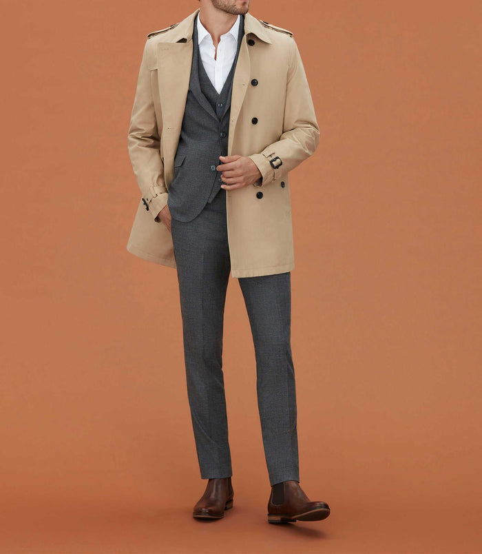 Izac Trench Mi-long Beige "Yve"