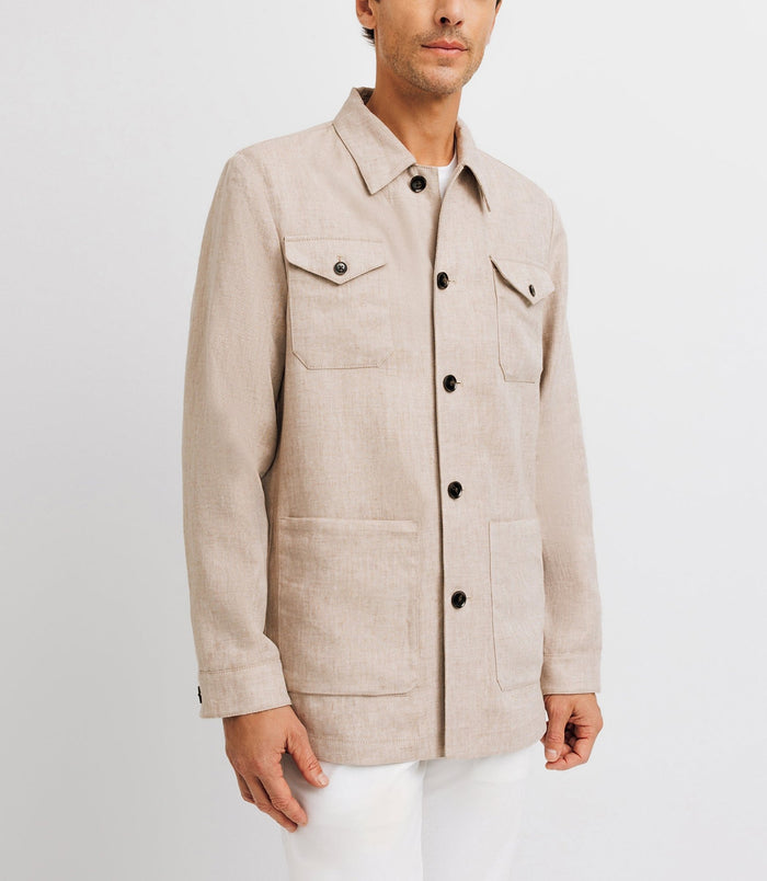 Izac Veste Casual 100% Lin Beige