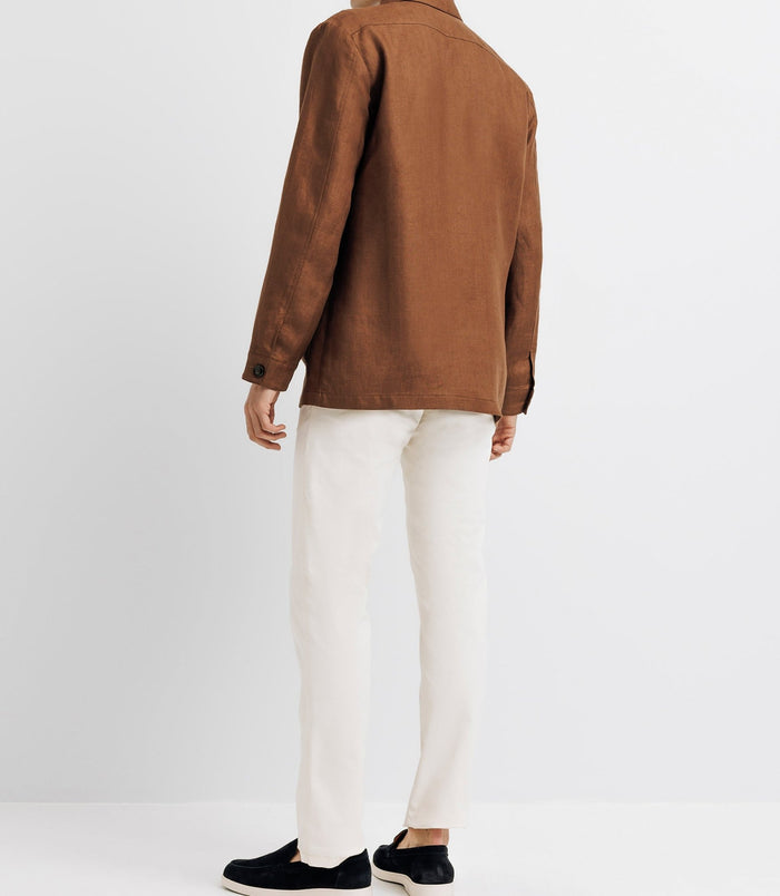 Izac Veste Casual 100% Lin Truffe